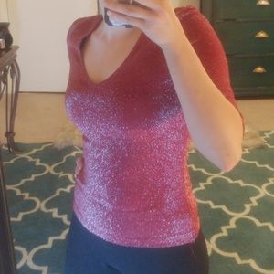 Shimmery Red Quarter Length Sleeve Top